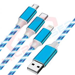 3 IN 1 LED USB Cable Blue