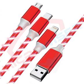 3 IN 1 LED USB Cable Red