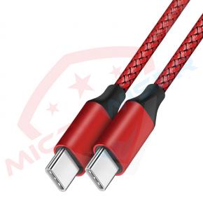 Red Metal Shell USB Cable with Braid