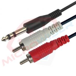 6.35mm Stereo to 2RCA Cable