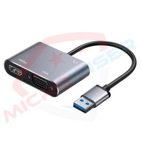 USB A 3.0 to HDMI+VGA Female Adapter