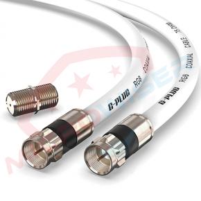 White RG6 Coaxial Cable With Compression Connectors