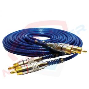 1M Blue Double Shield 100% Braid Metal Shell 2RCA Cable